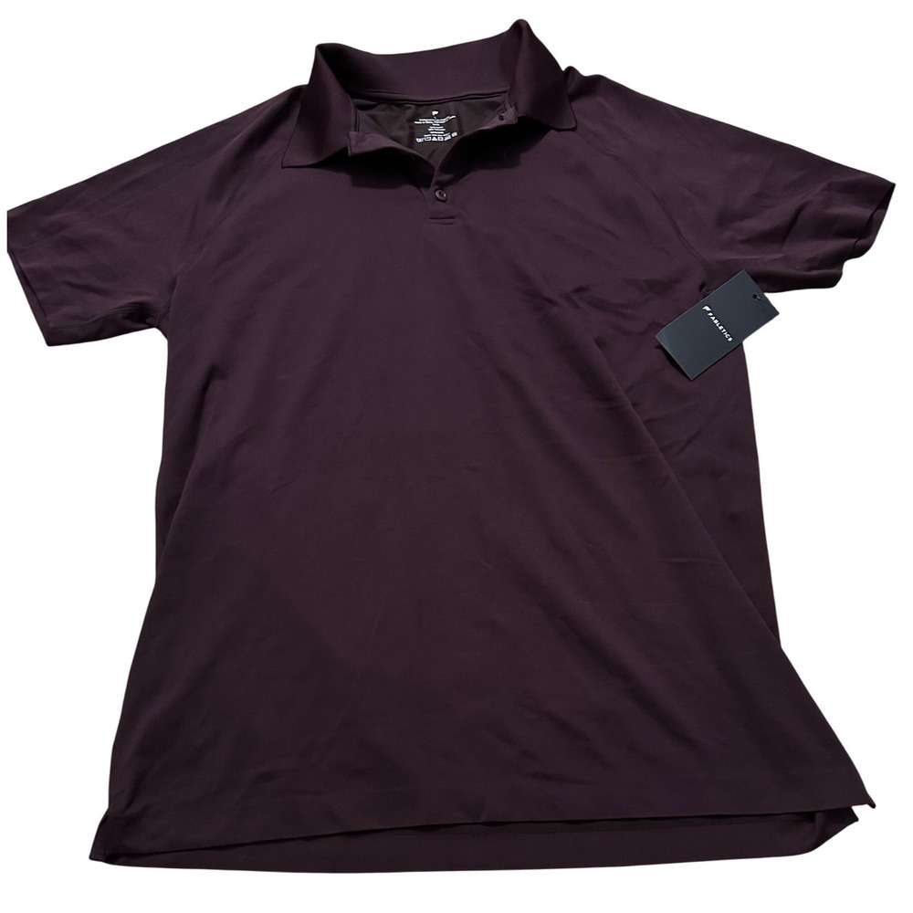 Fabletics Mens Polo Shirt Large Burgundy Maroon Short Sleeve Athletic Golf NWT